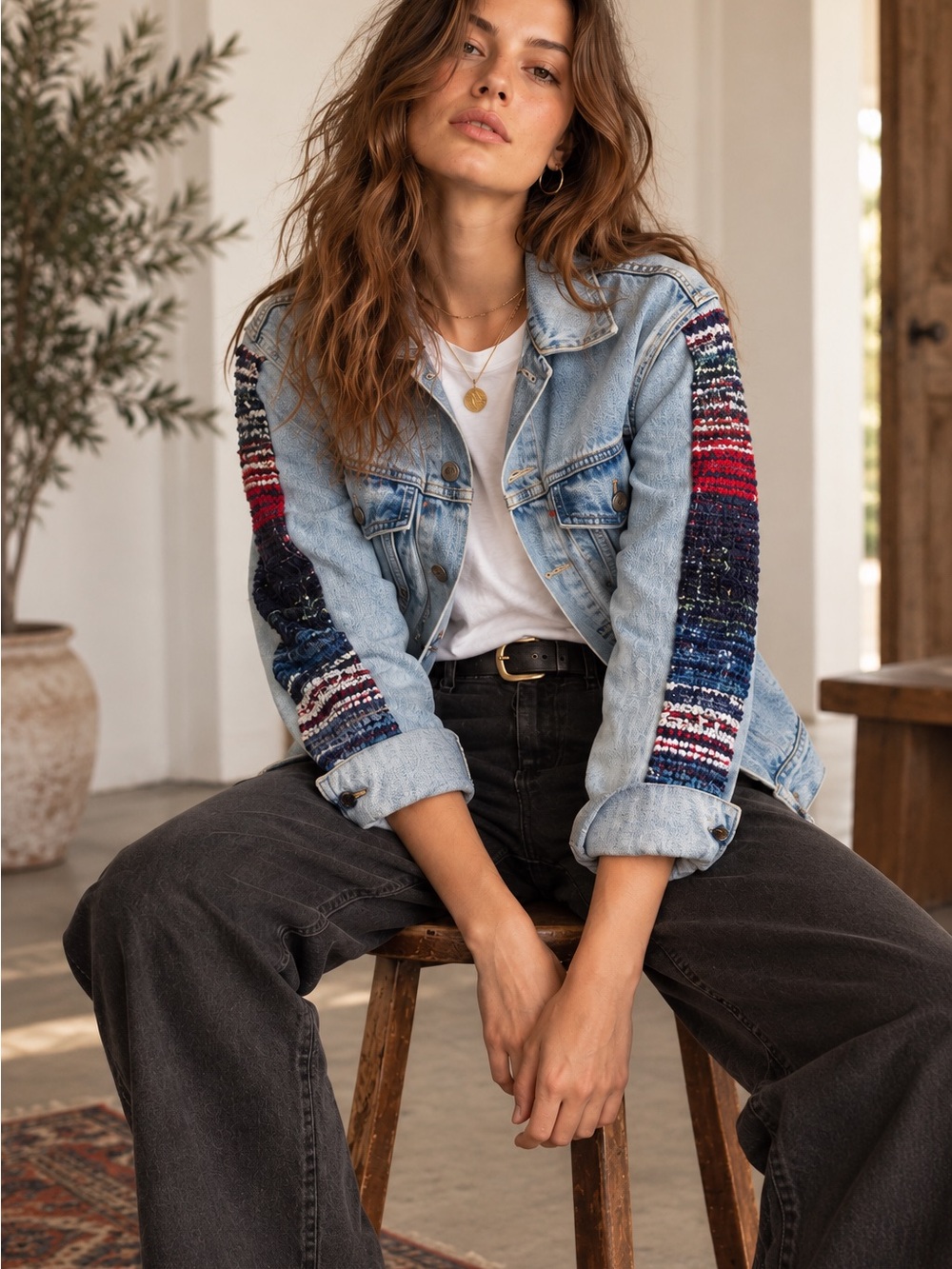 Levi’s Made & Crafted Woven Sleeve Denim Trucker Jacket NWT XS $228